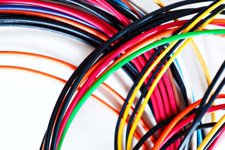 Computer power wires. On white background.