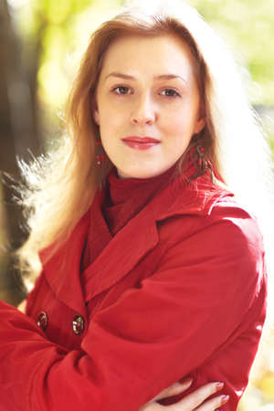 Young blond woman autumn portrait.の写真素材