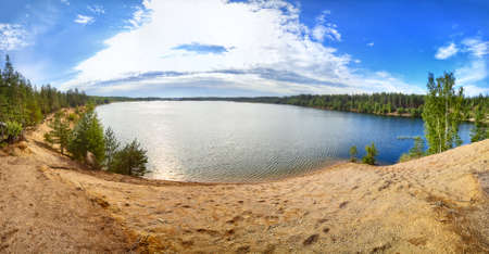 Karelia lake wide angle panorama.の写真素材