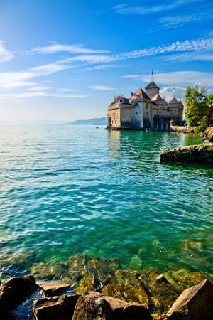 Chillon Castle at Geneva lake in Switzerland.の写真素材