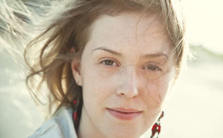 Young woman outdoors summer portrait.の写真素材