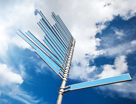 Blank signpost on sky background.