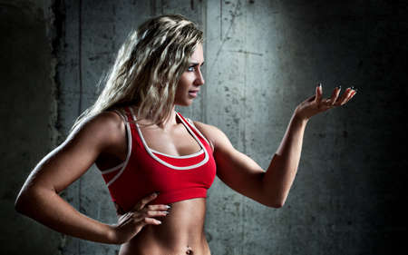 Young muscular sports woman portrait.の写真素材