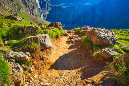 Stone path in mountains の写真素材