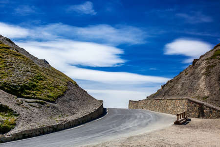 Mountains road and blue sky.の写真素材