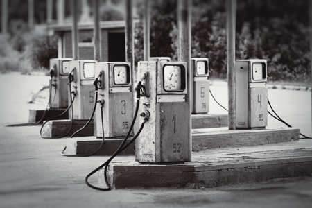 Old fueling station  Retro style colors 
