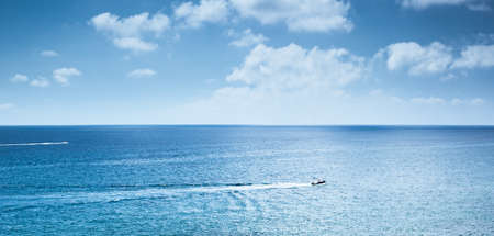 Motorboat traveling. Coast of Spain.の写真素材