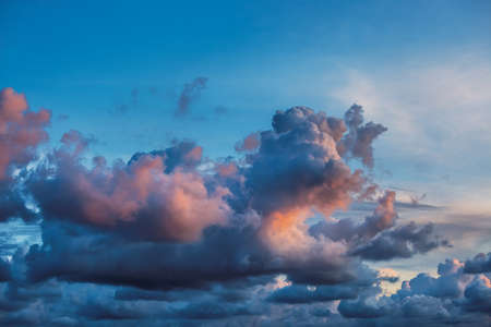 Blue twilight sky with clouds.の写真素材