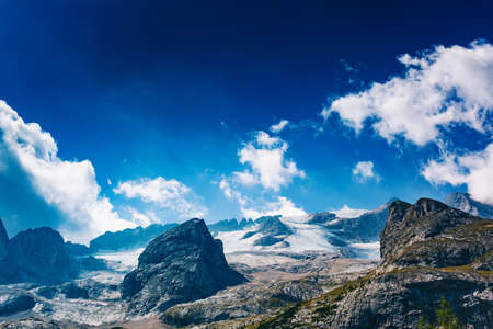 High Alps mountains and blue sky landscape