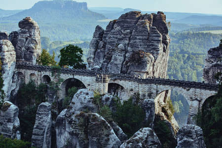 Bastei rocks in Germany landscapeの写真素材
