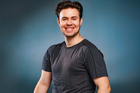 Young man laughing portrait