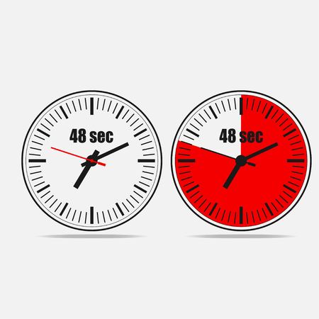 Fourty Eight Seconds Clock on gray background. Two options.のイラスト素材
