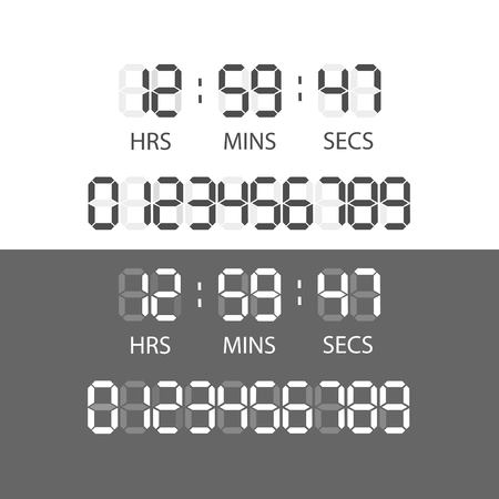 Digital clock and number set. Two options. Vector illustrationのイラスト素材