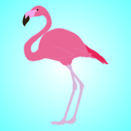 Realistic pink flamingo isolated on a blue background. Tropical bird. Summer Bird. Vector illustrationのイラスト素材