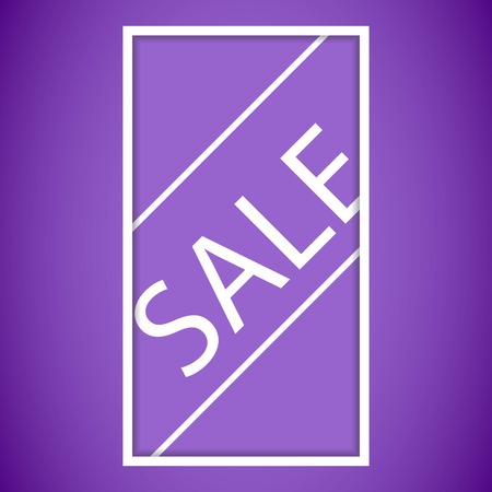 Sale banner, discount tag. Website sticker on a purple abstract background with lighting flare effect, original web page design. Vector illustration EPS10のイラスト素材