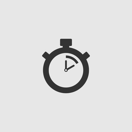 Stopwatch Vector Icon. The 10 seconds, minutes stopwatch icon on gray background. Clock and watch, timer, countdown symbol. EPS 10 vector.のイラスト素材