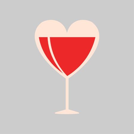 Wineglass icon isolated on gray background. St. Valentin's Day icon. Heart shaped glass. Vector illustration EPS 10.のイラスト素材