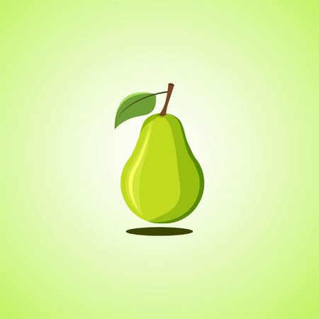 Green pear icon isolated on green background. Colorful cartoon fruit icon. Vector illustration EPS 10.のイラスト素材