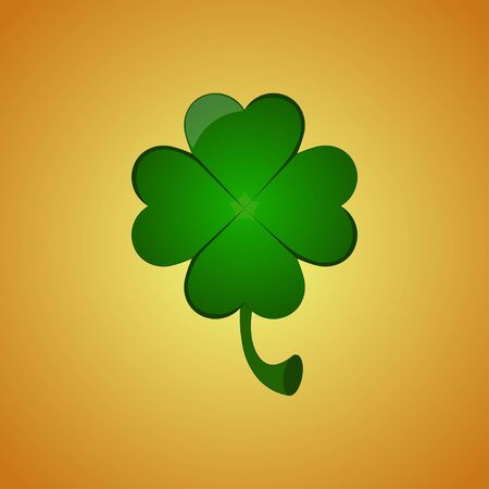 Four leaf clover on orange background. Greeting card for St. Patrick's Day. Vector illustration EPS 10.のイラスト素材