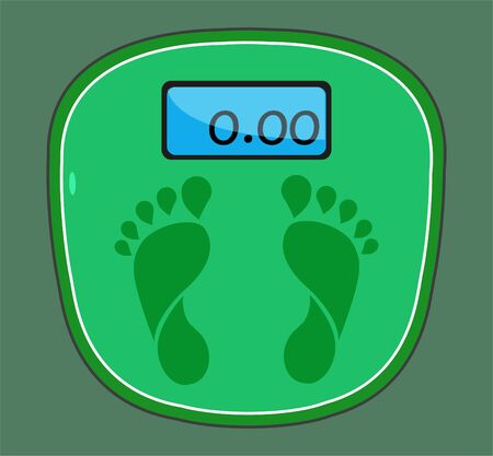 Weight scale foot icon. Scales icon isolated on green background. Vector illustration EPS 10のイラスト素材