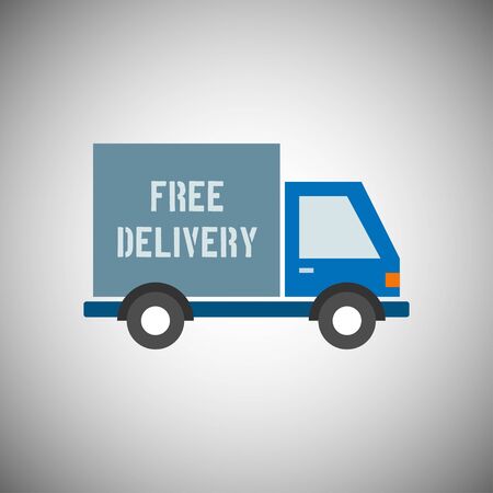 Free delivery truck in flat design on gray background. Vector illustration EPS 10.のイラスト素材