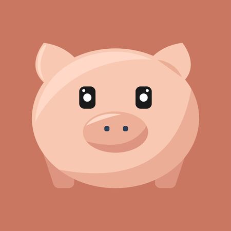Cute pink pig icon full face isolated on pink background. Vector illustration EPS 10.のイラスト素材