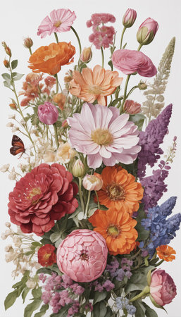 Flower bouquet with wildflowers isolated on white background.の素材