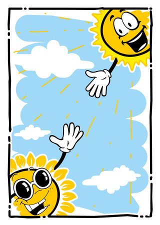 vector design about the relationship between the sun and flowers that can be printed on clothes and postersのイラスト素材