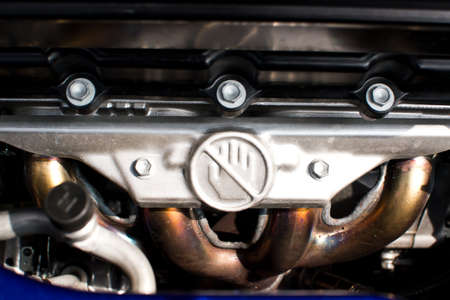 Closeup photo of a clean motor の写真素材