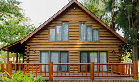 Luxury Living with Logs Homeのeditorial素材