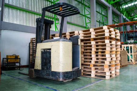 forklift loader pallet stacker truck equipment at warehouse