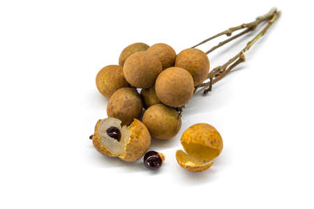 Longan. fresh longan on white backgroundの写真素材