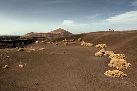 Volcano and lava desert, Lanzarote, Canary islandsの写真素材