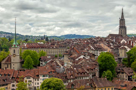 Panoramic view on the old town of Bern, capital of Switzerlandの写真素材