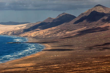 Cofete beach, view from Jandia peninsula, Fuerteventura, Canary Islands, Spain