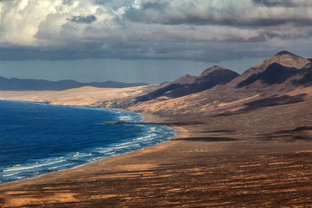 Cofete beach, view from Jandia peninsula, Fuerteventura, Canary Islands, Spain