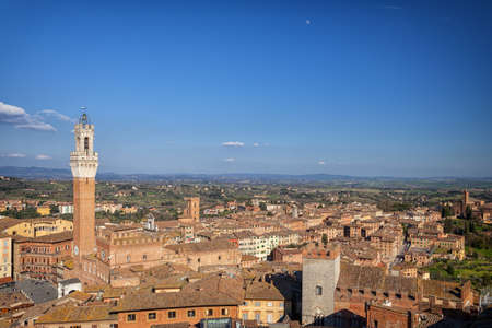 Aerial view over Siena, Italy