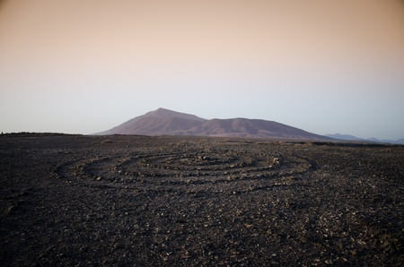 stone circle in los ajaches and montana rojaの写真素材