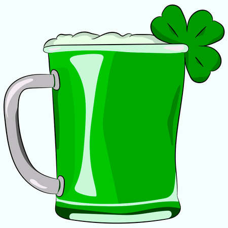 The glass wih beer. Cup with green moxito.のイラスト素材