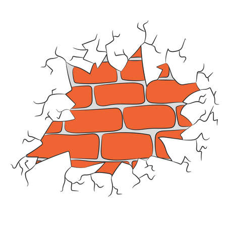 Vector illustration of a damaged brick wall.のイラスト素材