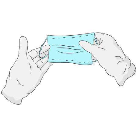 Vector illustration flat design. Medical mask with gloves.のイラスト素材