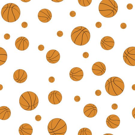 Seamless background with basketballs. Vector drawing.のイラスト素材