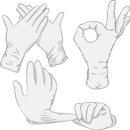 Vector illustration of a flat design. Gesture gloves set.のイラスト素材