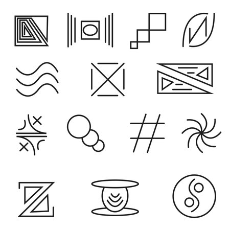 Set of vector drawings, signs, symbols.のイラスト素材