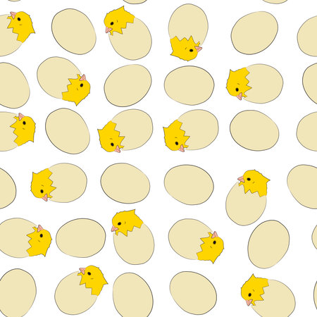 Seamless background with chicken eggs.のイラスト素材