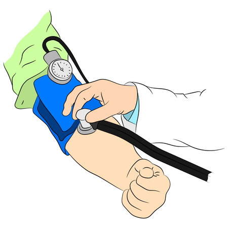 Vector illustration flat design. A tonometer measures pressure.のイラスト素材