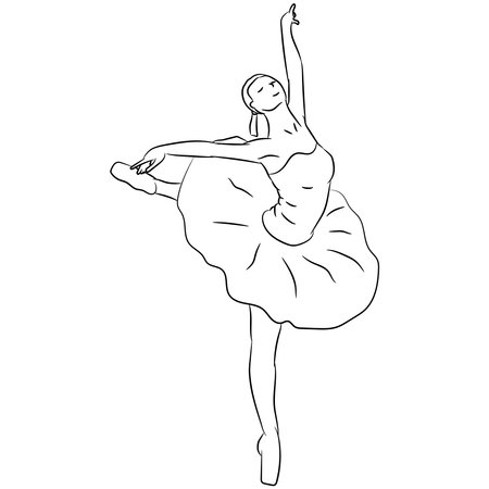 Vector illustration flat design. Dancing ballerina, doodle.のイラスト素材