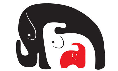 three elephants of different color  three in one のイラスト素材