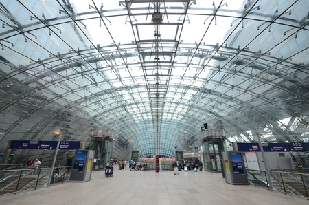 Passenger terminal under steel roof structureのeditorial素材