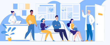 Modern clinic. Interior. Vector illustration in flat cartoon style.のイラスト素材